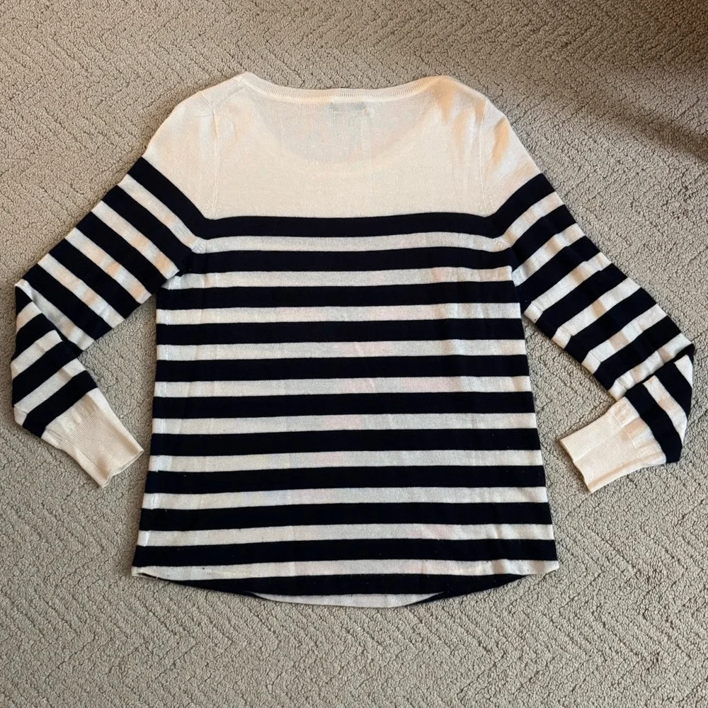 Women’s J Crew Cashmere Sweater, Striped, Anchor, Large - Picture 2 of 4